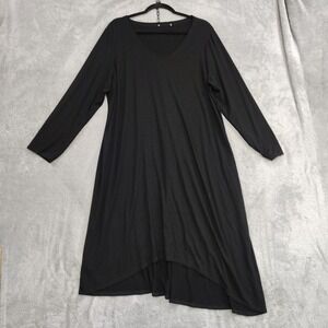 EILEEN FISHER Woman 2X* Long Sleeve Midi Dress Black  Assymetric Hi Low Minimal